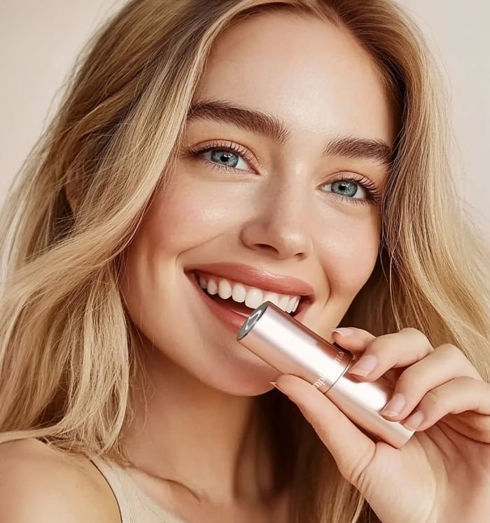 A girl holding SimpleScents perfume to the camera